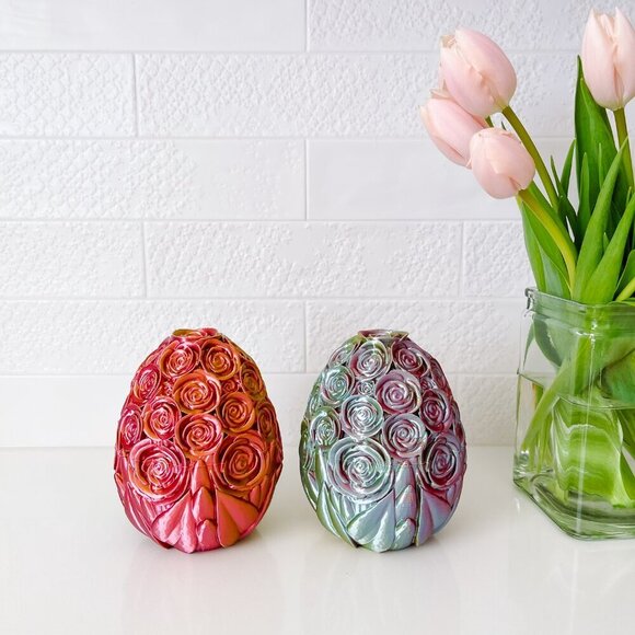 Large Rose-Covered Easter Eggs – Handcrafted Party Favors, Spring Decor, Wedding - Picture 7 of 12